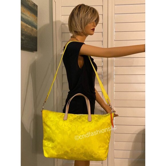 Coach CITRINE "LEGACY WEEKEND" Signature Nylon Weekender Tote w/Detachable Strap - Picture 14 of 16